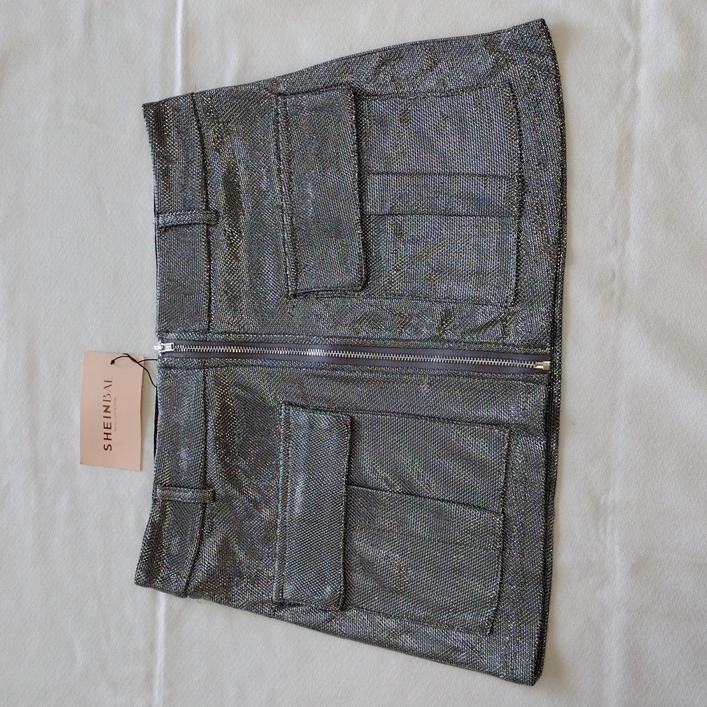 Shein Bae Girls Mini Metallic Skirt Size XS